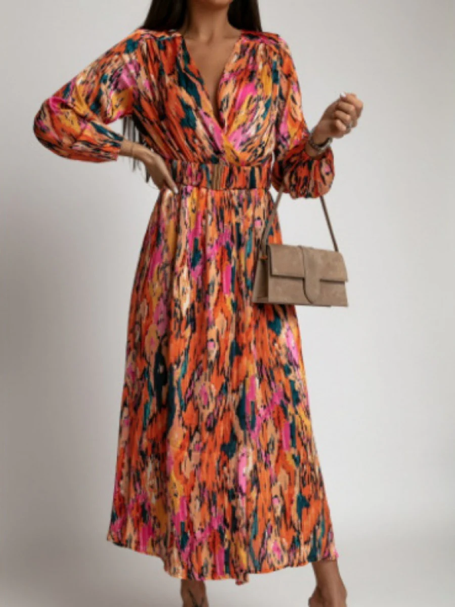 Printed Belts Wrap-up Maxi Dresses - Image 10