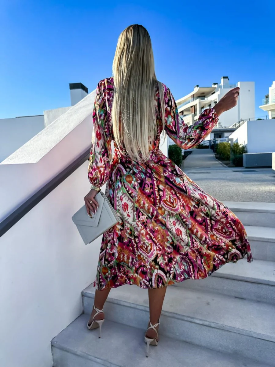 Printed Belts Wrap-up Maxi Dresses - Image 12