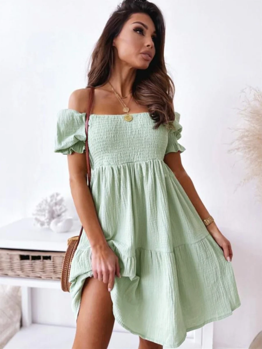 Loose-fit Hit Splicing Solid Color Mini&Short Dresses - Image 10