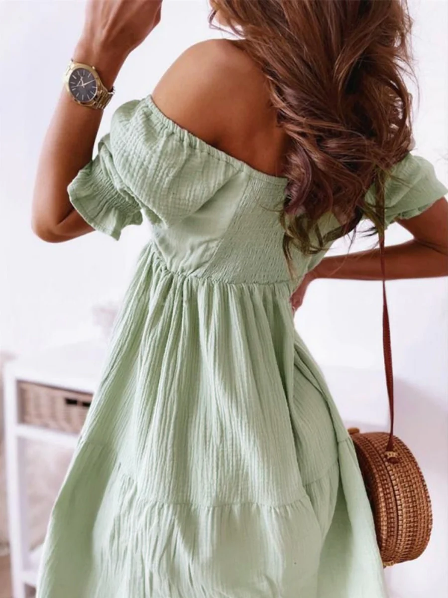 Loose-fit Hit Splicing Solid Color Mini&Short Dresses - Image 11