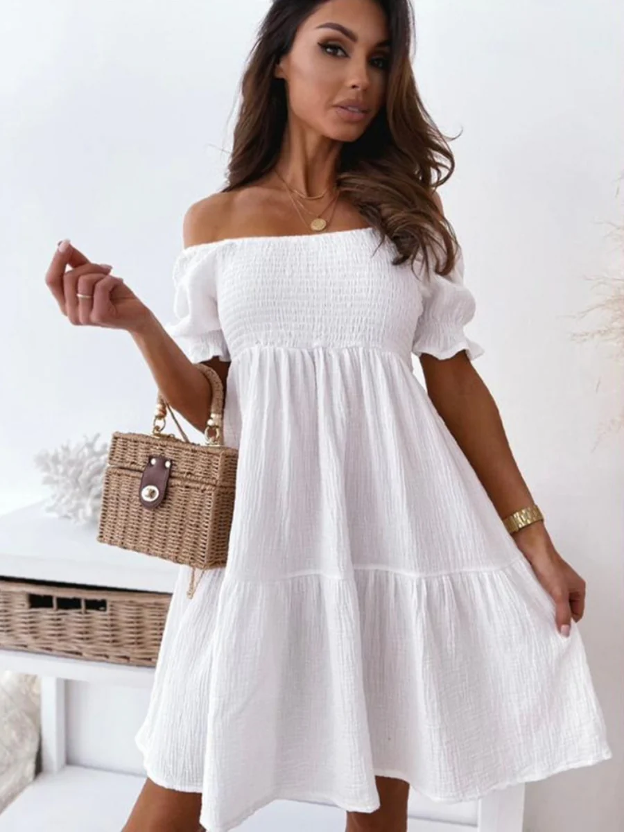 Loose-fit Hit Splicing Solid Color Mini&Short Dresses - Image 2