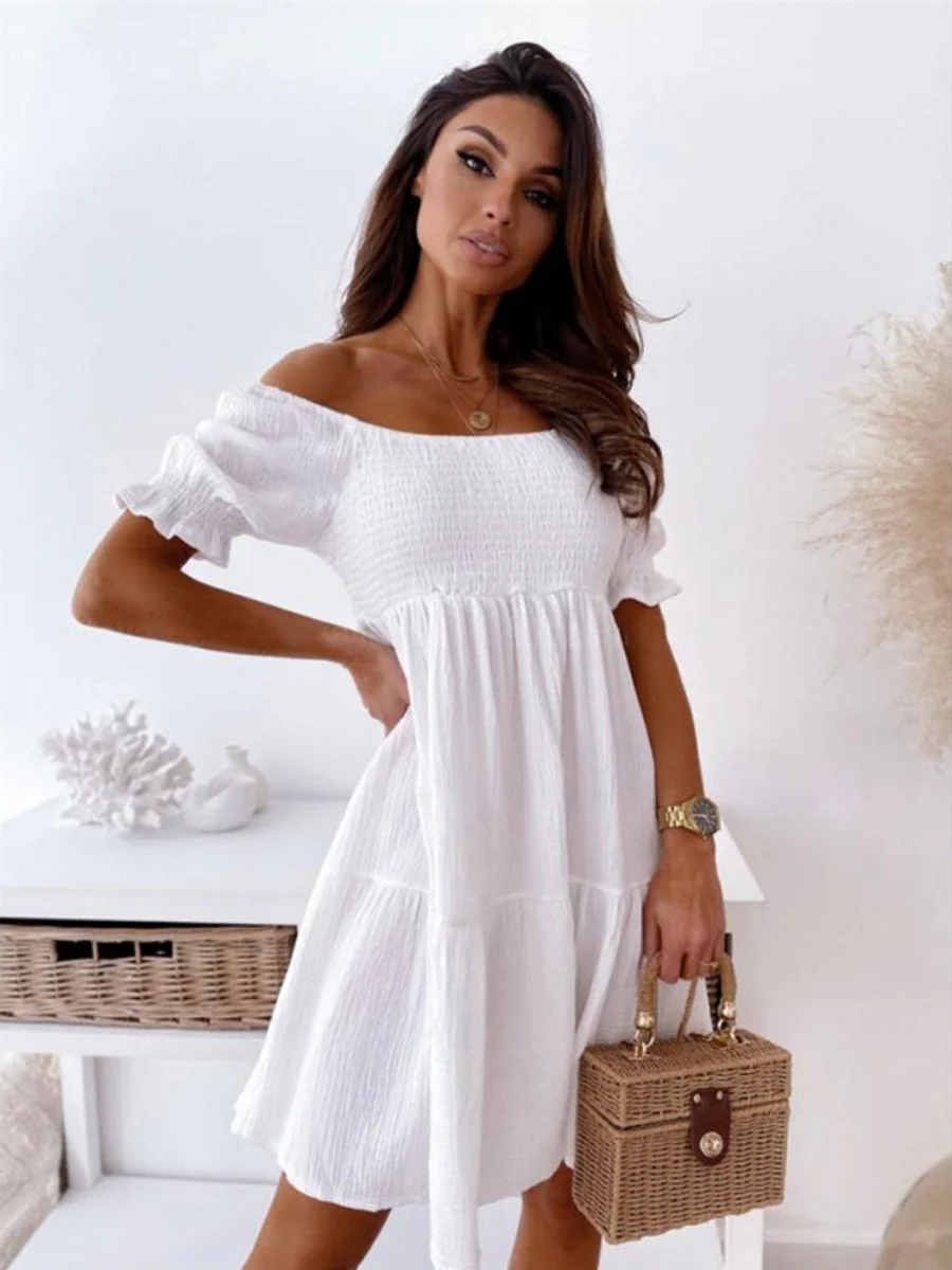 Loose-fit Hit Splicing Solid Color Mini&Short Dresses - Image 3