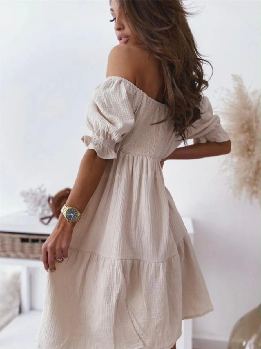 Loose-fit Hit Splicing Solid Color Mini&Short Dresses - Image 7
