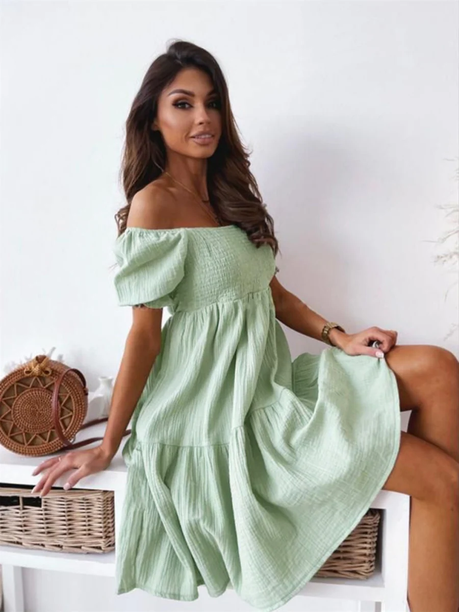 Loose-fit Hit Splicing Solid Color Mini&Short Dresses - Image 8