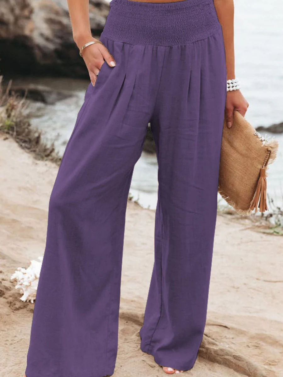 Cotton Blend Wide Leg Pocket Hit Pants - Image 13