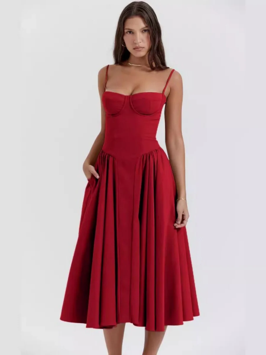 Camisoles Big Swing Solid Color Midi Dresses