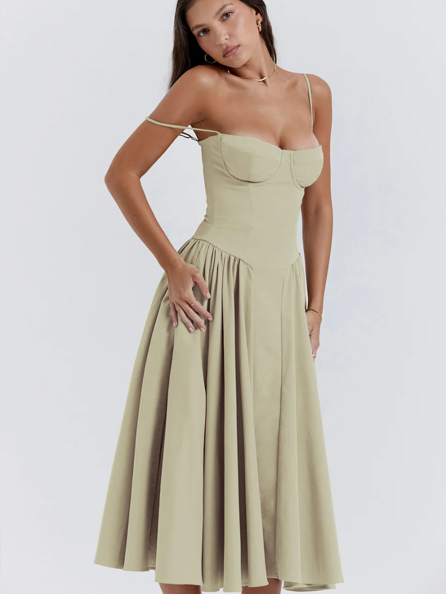 Camisoles Big Swing Solid Color Midi Dresses - Image 23