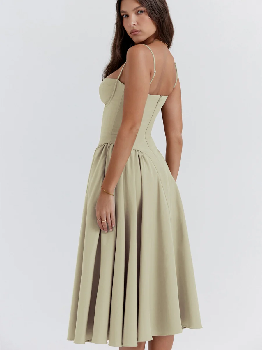 Camisoles Big Swing Solid Color Midi Dresses - Image 24