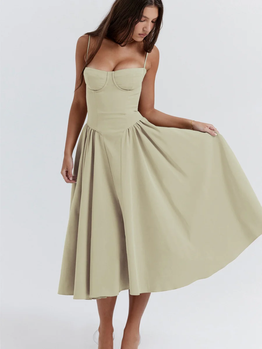 Camisoles Big Swing Solid Color Midi Dresses - Image 25