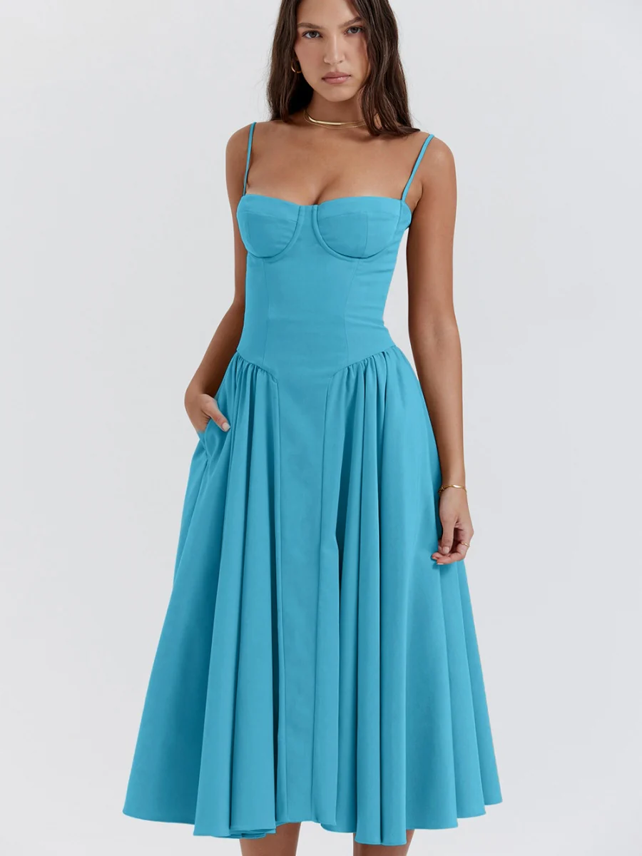 Camisoles Big Swing Solid Color Midi Dresses - Image 27