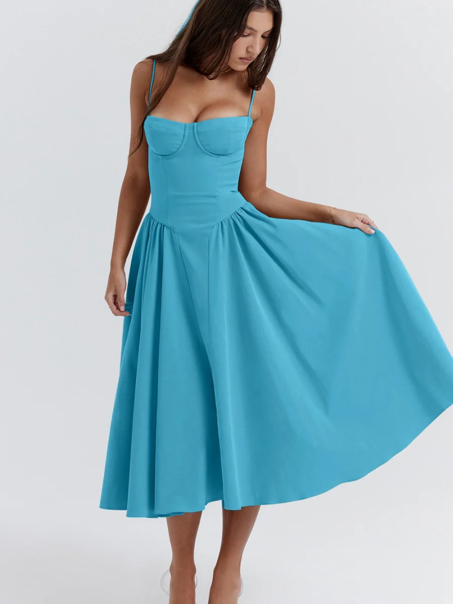 Camisoles Big Swing Solid Color Midi Dresses - Image 28