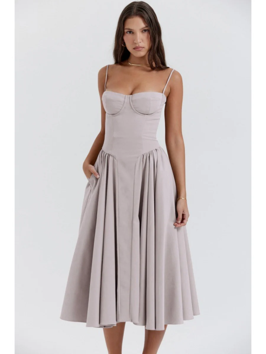 Camisoles Big Swing Solid Color Midi Dresses - Image 3