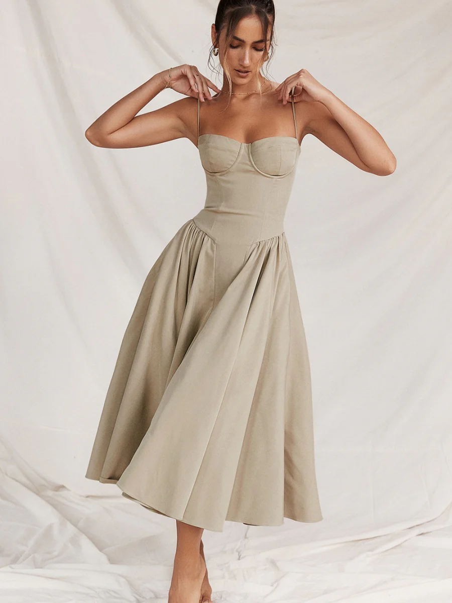 Camisoles Big Swing Solid Color Midi Dresses - Image 31