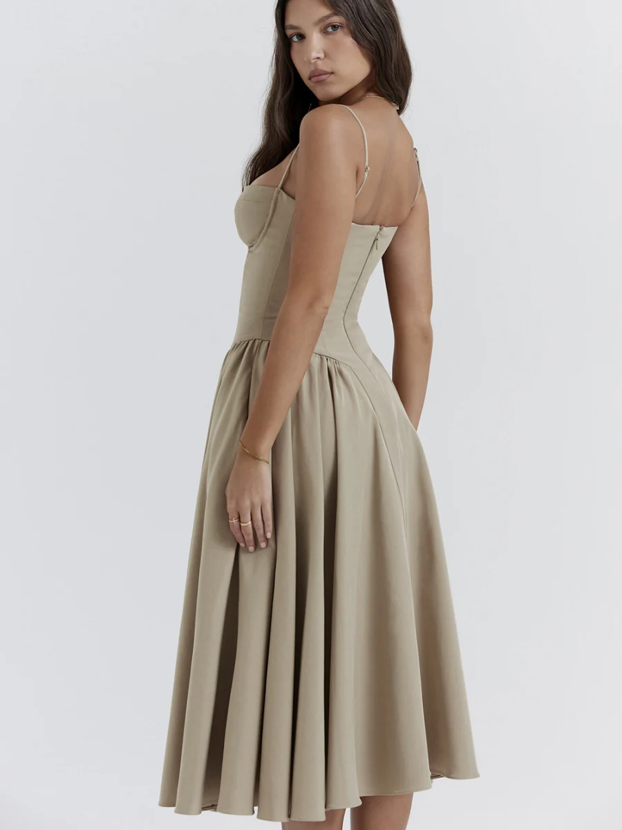 Camisoles Big Swing Solid Color Midi Dresses - Image 34