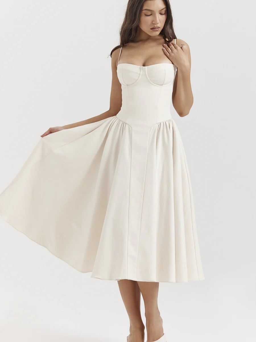 Camisoles Big Swing Solid Color Midi Dresses - Image 37