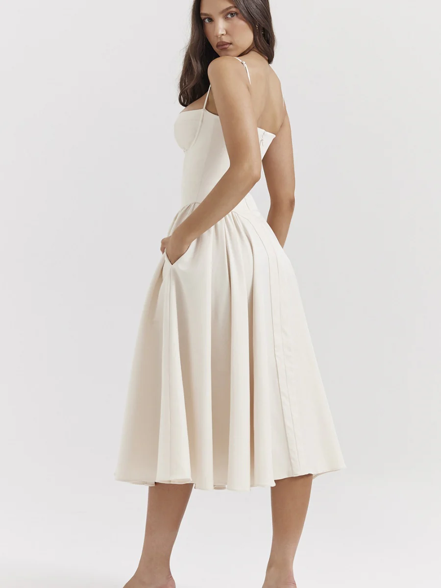 Camisoles Big Swing Solid Color Midi Dresses - Image 38