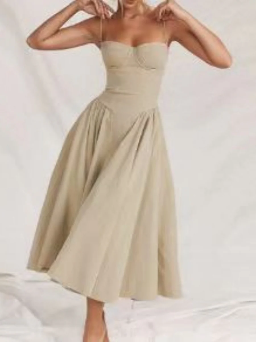 Camisoles Big Swing Solid Color Midi Dresses - Image 4