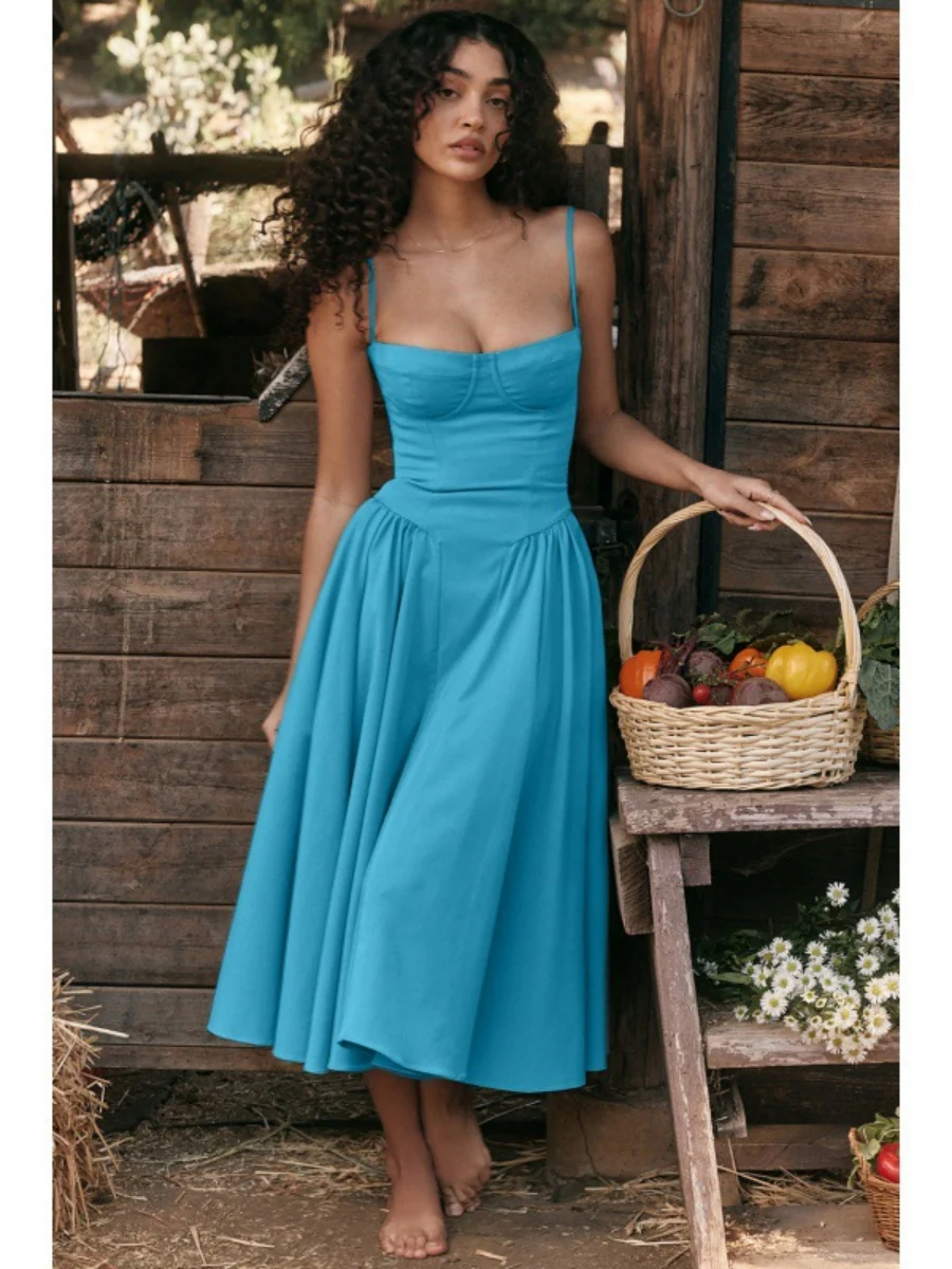 Camisoles Big Swing Solid Color Midi Dresses - Image 5