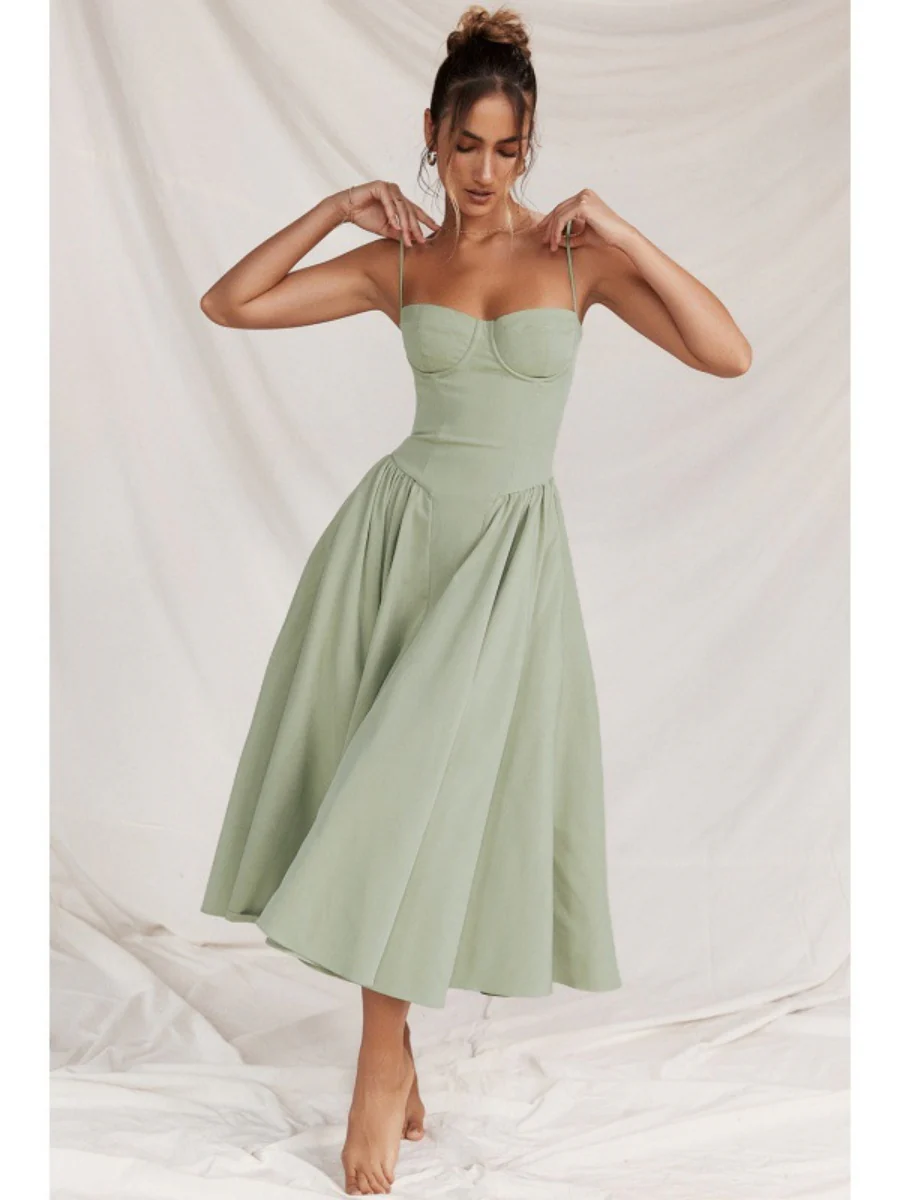 Camisoles Big Swing Solid Color Midi Dresses - Image 6
