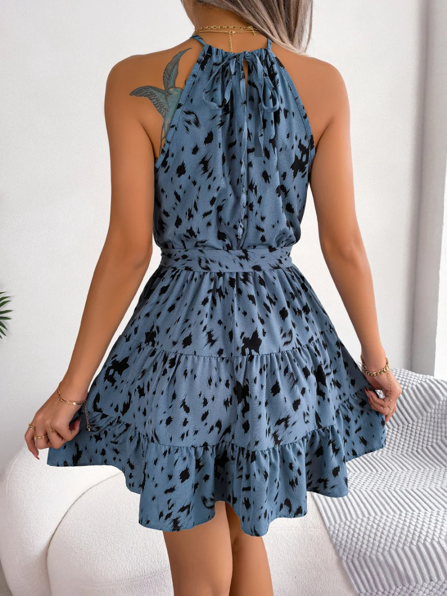 Halter Ruffle Leopard Print Mini&Short Dresses - Image 18