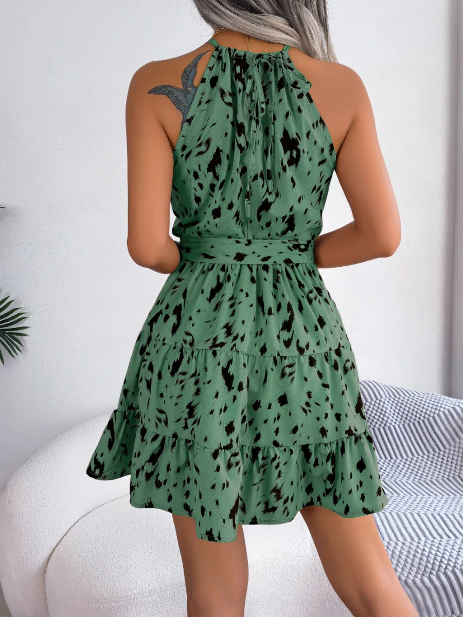 Halter Ruffle Leopard Print Mini&Short Dresses - Image 26