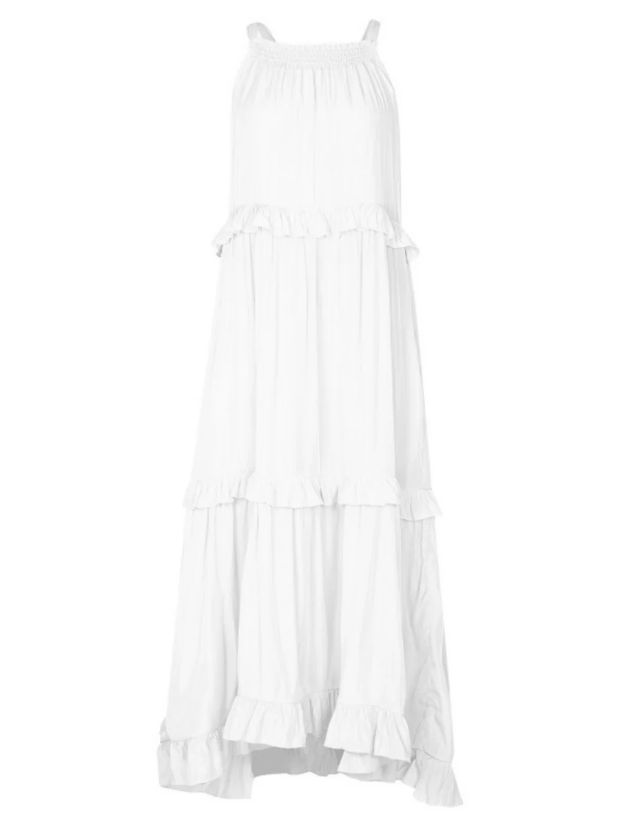 Camisoles Loose-fit Multi-story Irregular Solid Color Maxi Dresses - Image 20