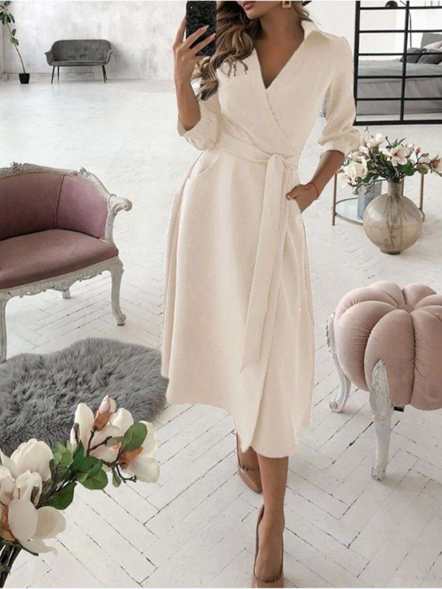 Lace Up Shirts Irregular Printed Maxi Dresses - Image 15