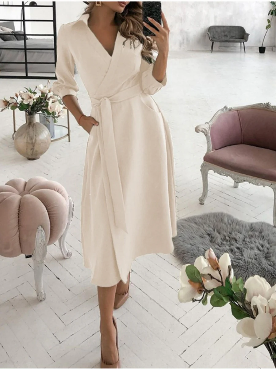 Lace Up Shirts Irregular Printed Maxi Dresses - Image 16