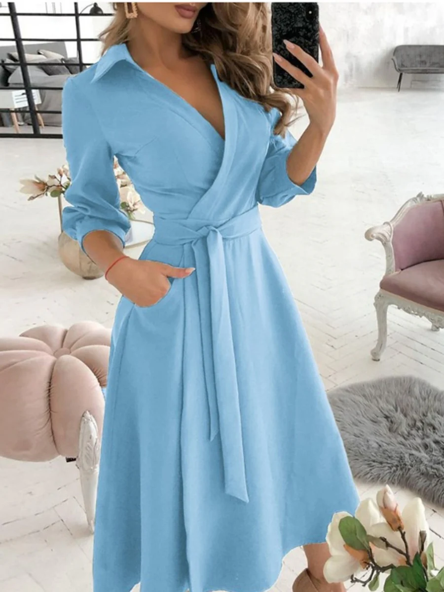 Lace Up Shirts Irregular Printed Maxi Dresses - Image 19