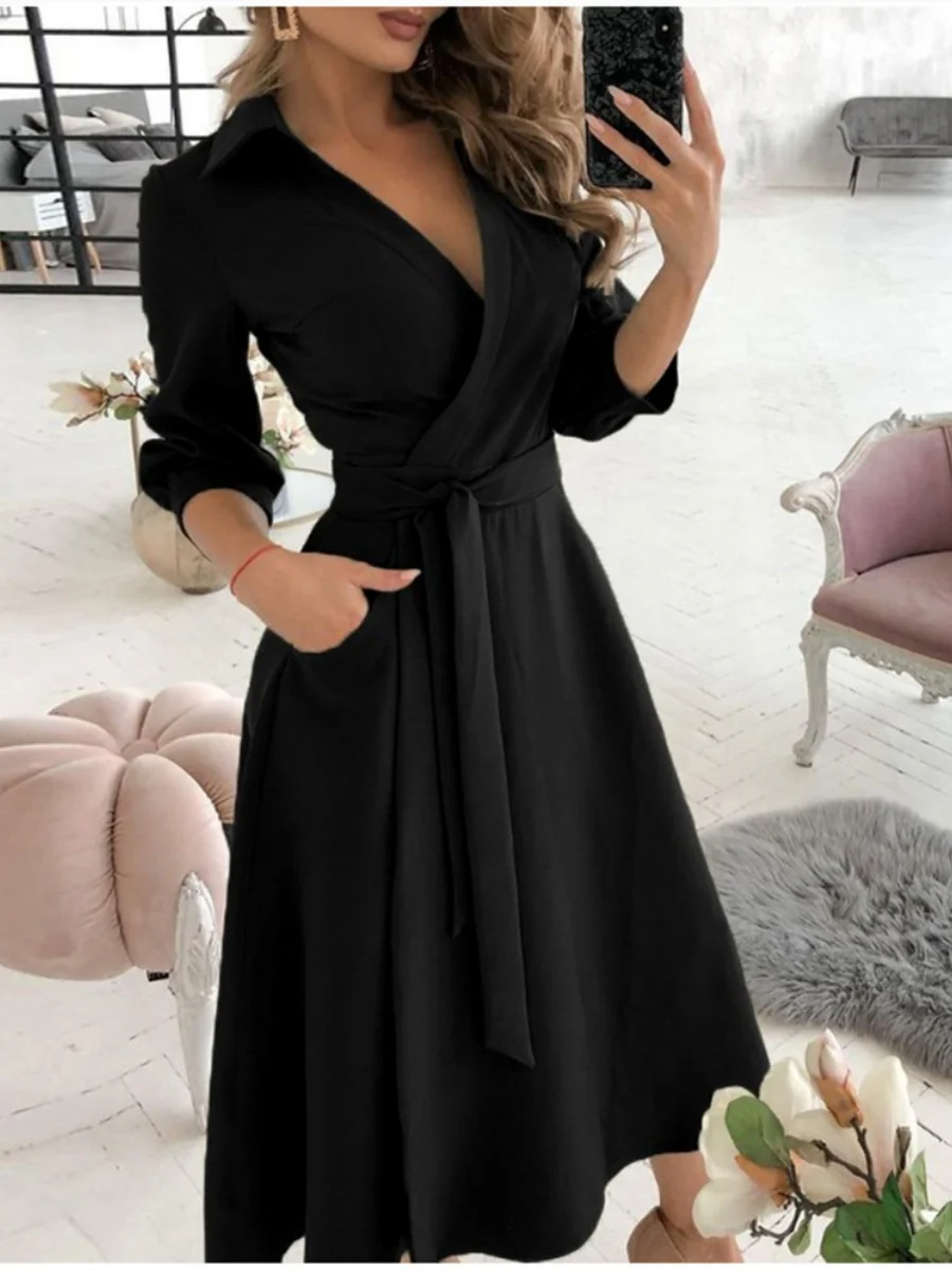 Lace Up Shirts Irregular Printed Maxi Dresses - Image 2
