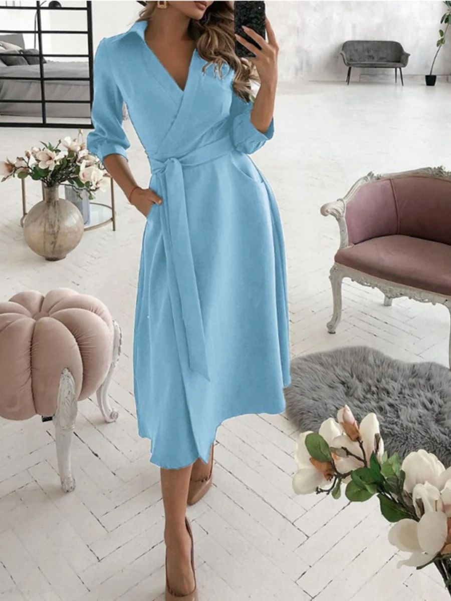 Lace Up Shirts Irregular Printed Maxi Dresses - Image 20