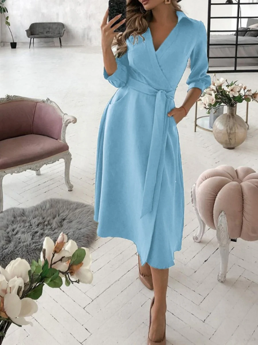 Lace Up Shirts Irregular Printed Maxi Dresses - Image 21