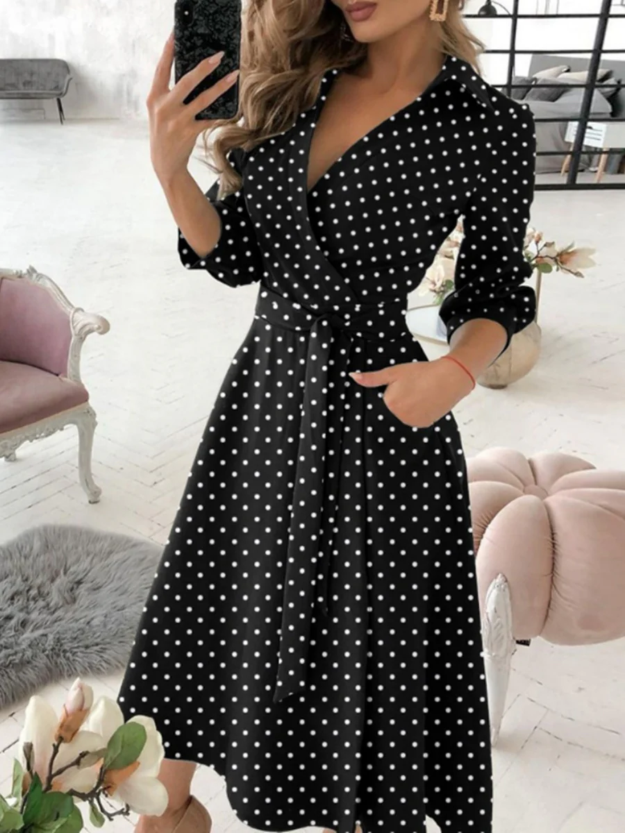 Lace Up Shirts Irregular Printed Maxi Dresses - Image 22