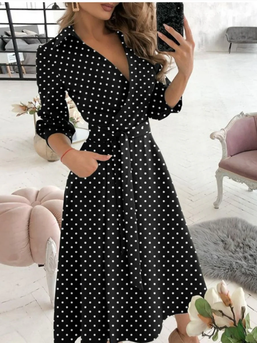Lace Up Shirts Irregular Printed Maxi Dresses - Image 23