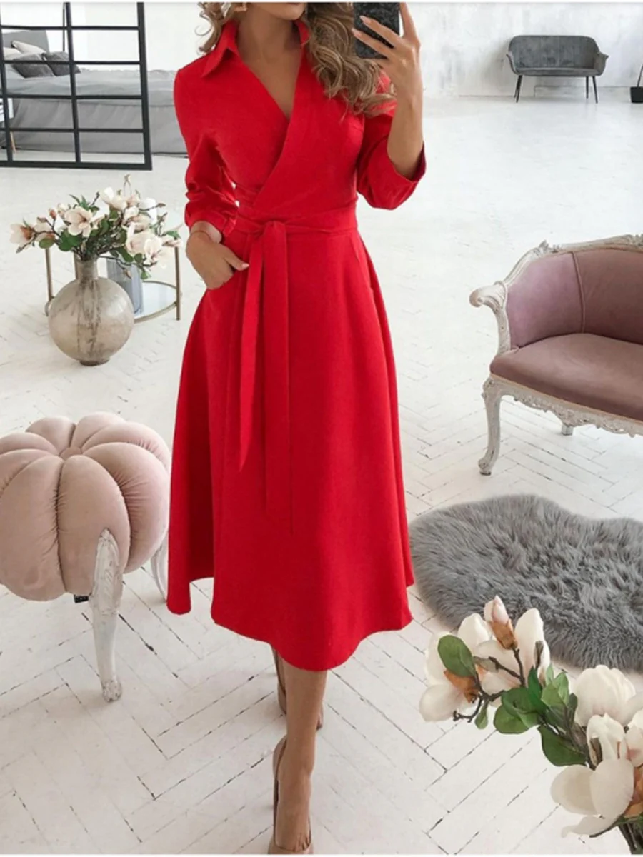 Lace Up Shirts Irregular Printed Maxi Dresses - Image 9