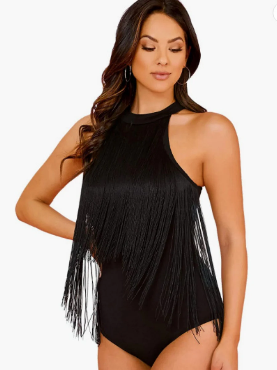 Tassel Halter Body Shaping Bodysuits - Image 3