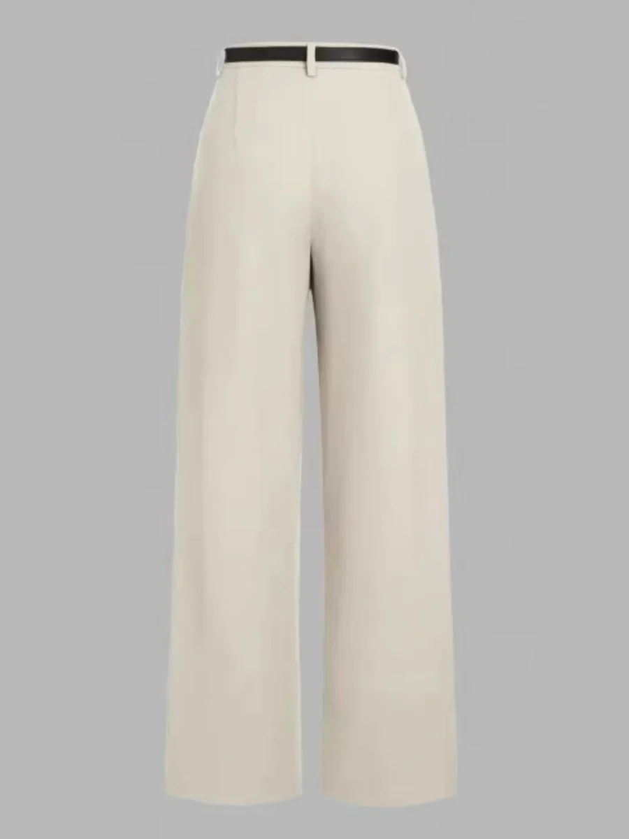 Elegant And Casual Wide-leg Straight Pants With Belt - Image 3