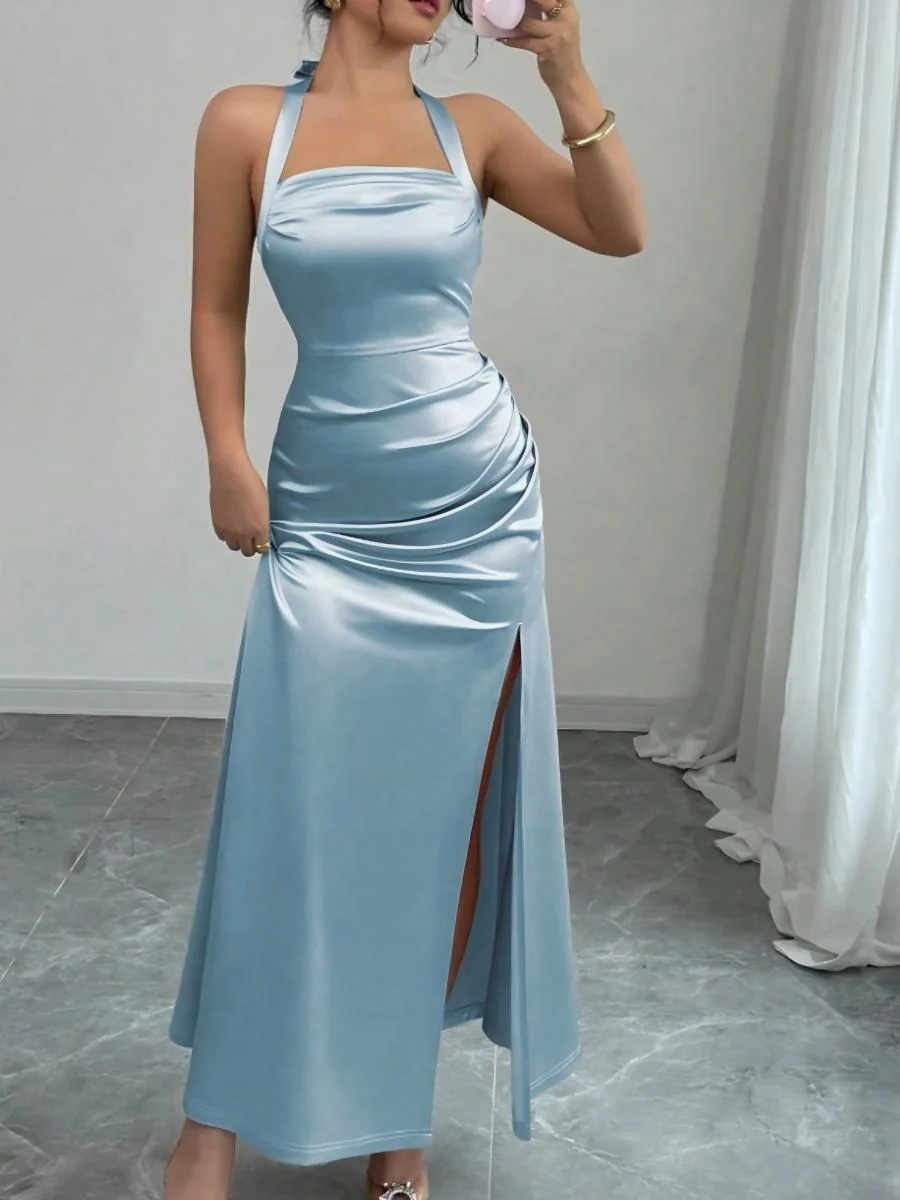 Backless Strapless Bodycon Long Dress With Slit - Image 3