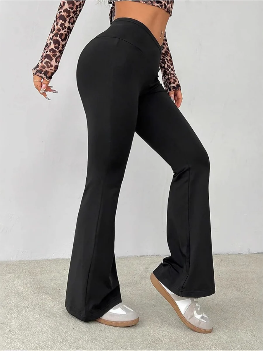 Black Cropped Tight High-waisted Flared Pants - Image 2