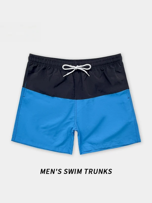 Loose-fit Straight-fit Breathable Color-blocked Four Points Beach Shorts - Image 4