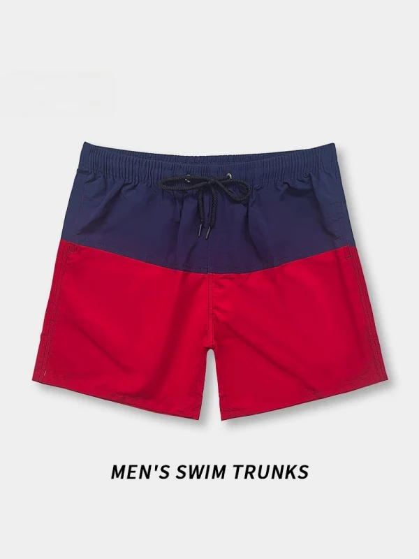 Loose-fit Straight-fit Breathable Color-blocked Four Points Beach Shorts - Image 5