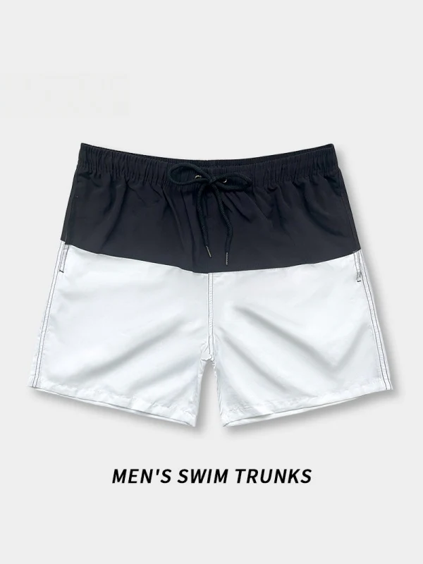 Loose-fit Straight-fit Breathable Color-blocked Four Points Beach Shorts - Image 6