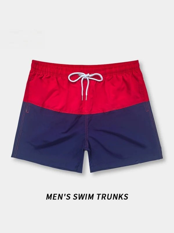 Loose-fit Straight-fit Breathable Color-blocked Four Points Beach Shorts - Image 7