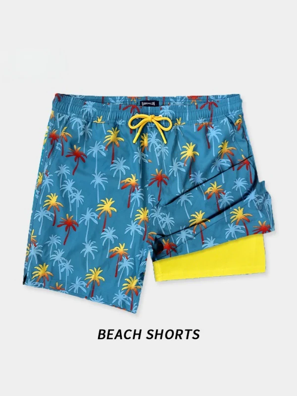 Printed Stretch Loose-fit Quick-drying Beach Shorts - Image 4