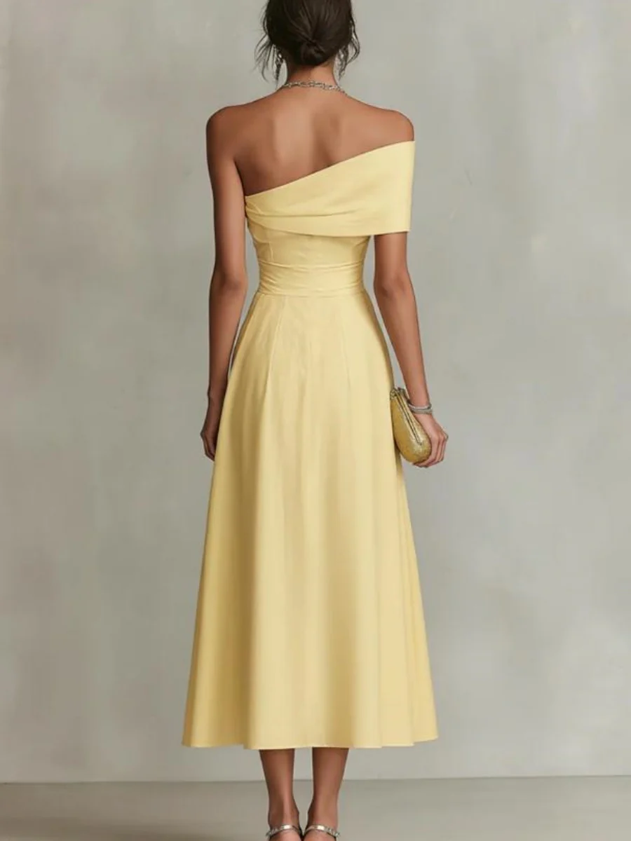 Waist Sloping Shoulders Backless Grace Midi Dresses - Image 2