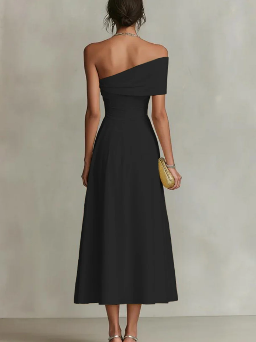 Waist Sloping Shoulders Backless Grace Midi Dresses - Image 4