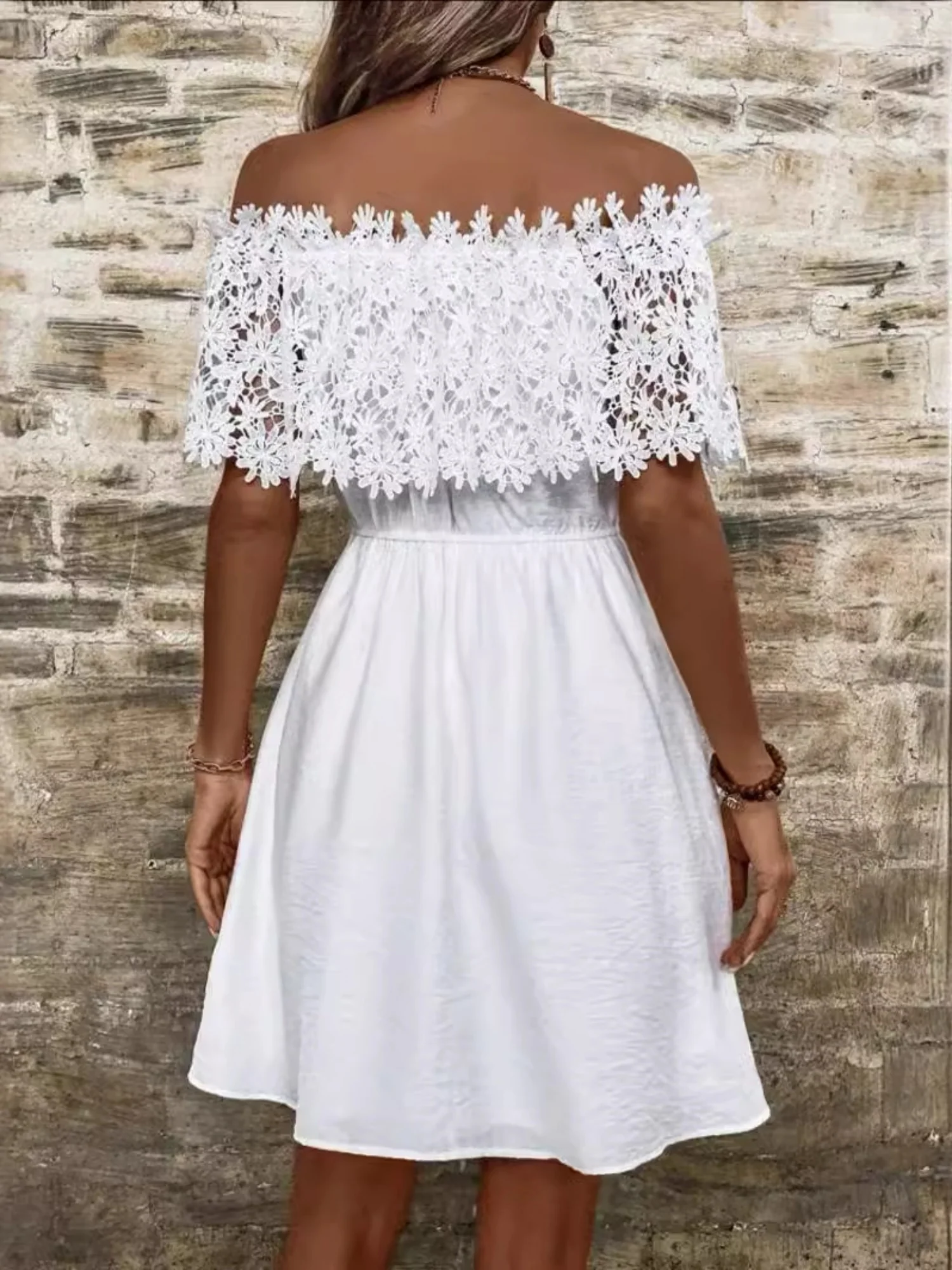 Lace Trim Off-the-shoulder And Waist-cinching Mini&Short Dresses - Image 2