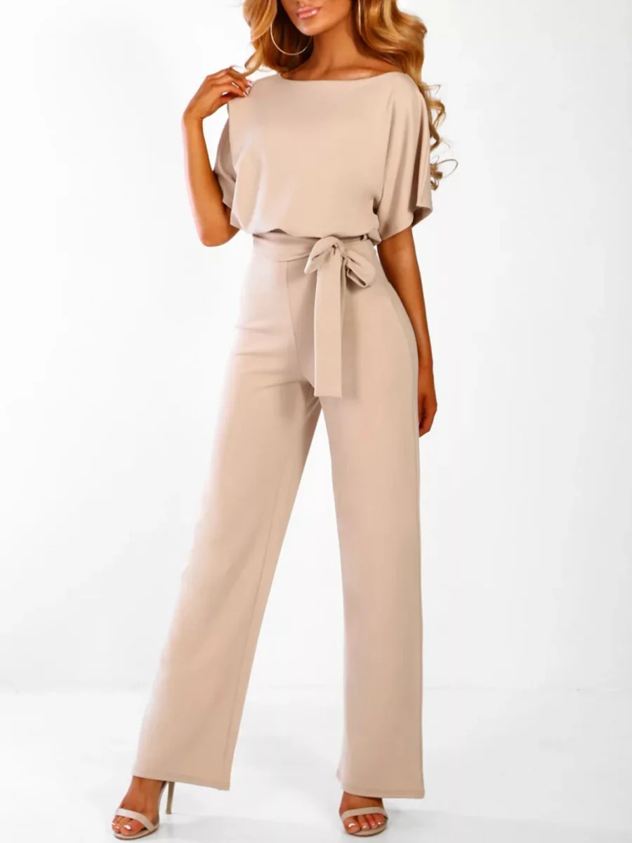 Summer Button-up Tie-front Short-sleeved Jumpsuit - Image 10