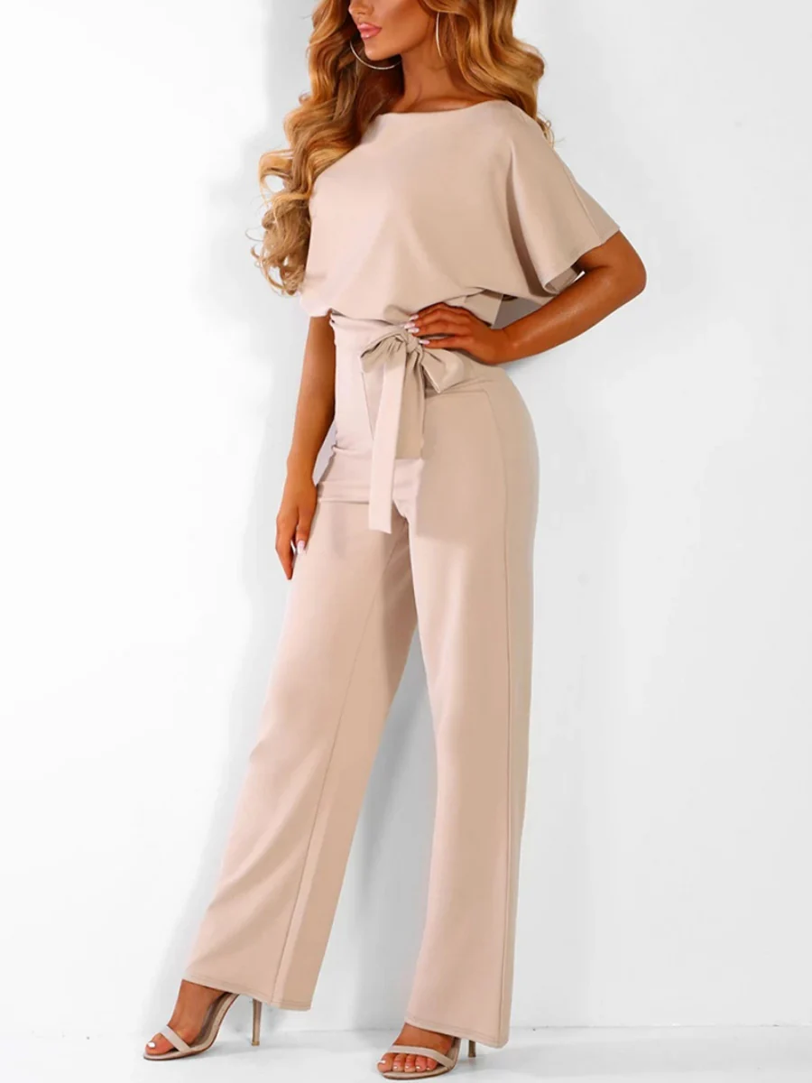 Summer Button-up Tie-front Short-sleeved Jumpsuit - Image 11