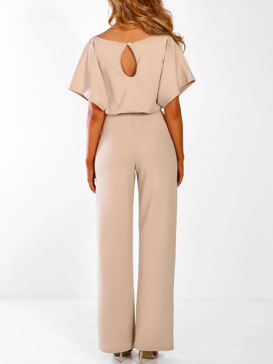 Summer Button-up Tie-front Short-sleeved Jumpsuit - Image 12